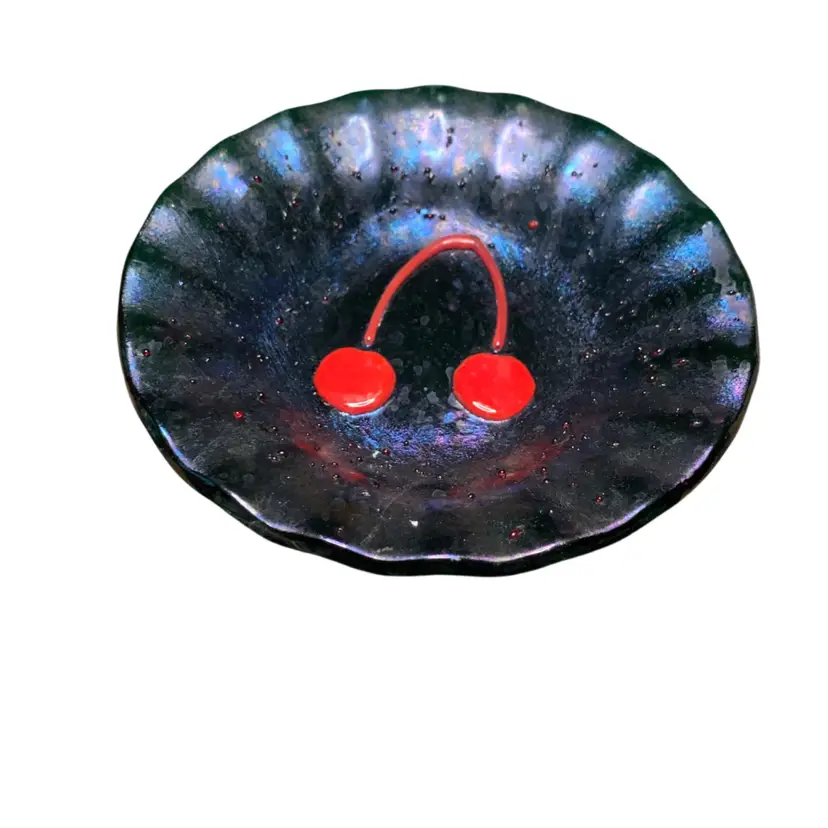22. Handmade Cherry Trinket Dish 7-1/2” Wide