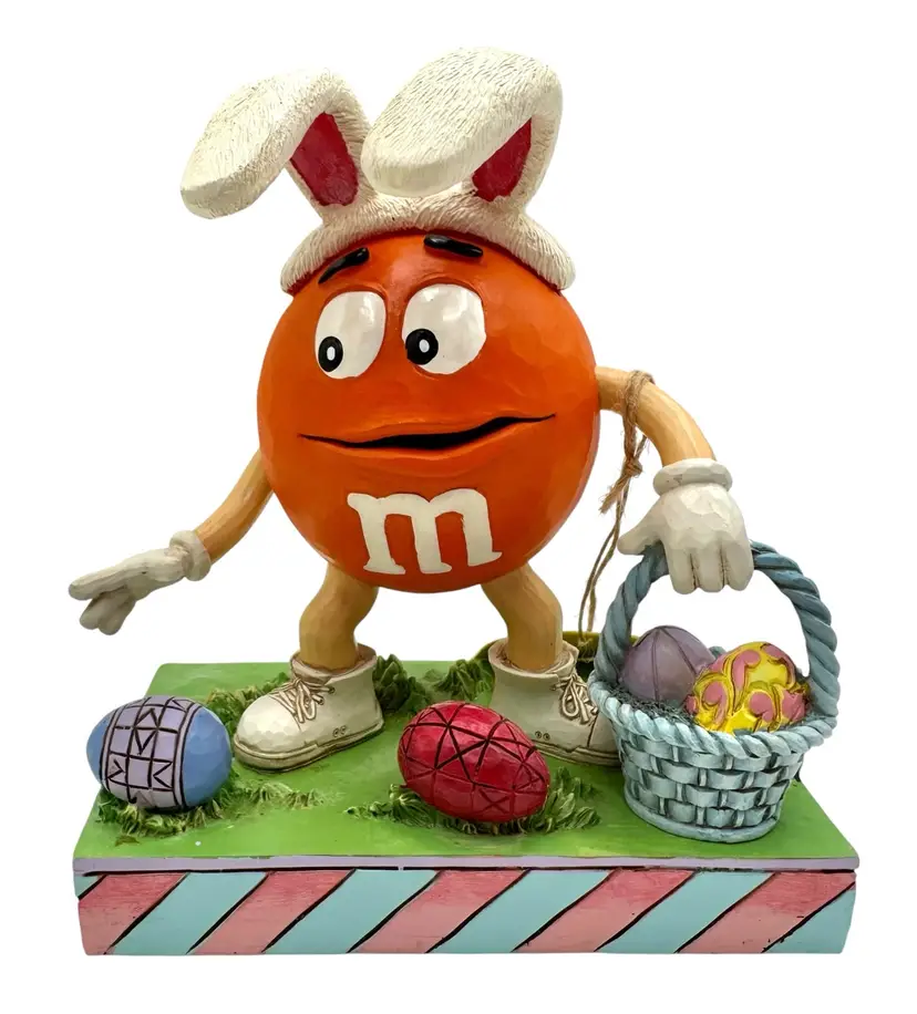 Jim Shore M&M's Orange Character Eggs & Basket Heartwood Creek Figurine 6014813