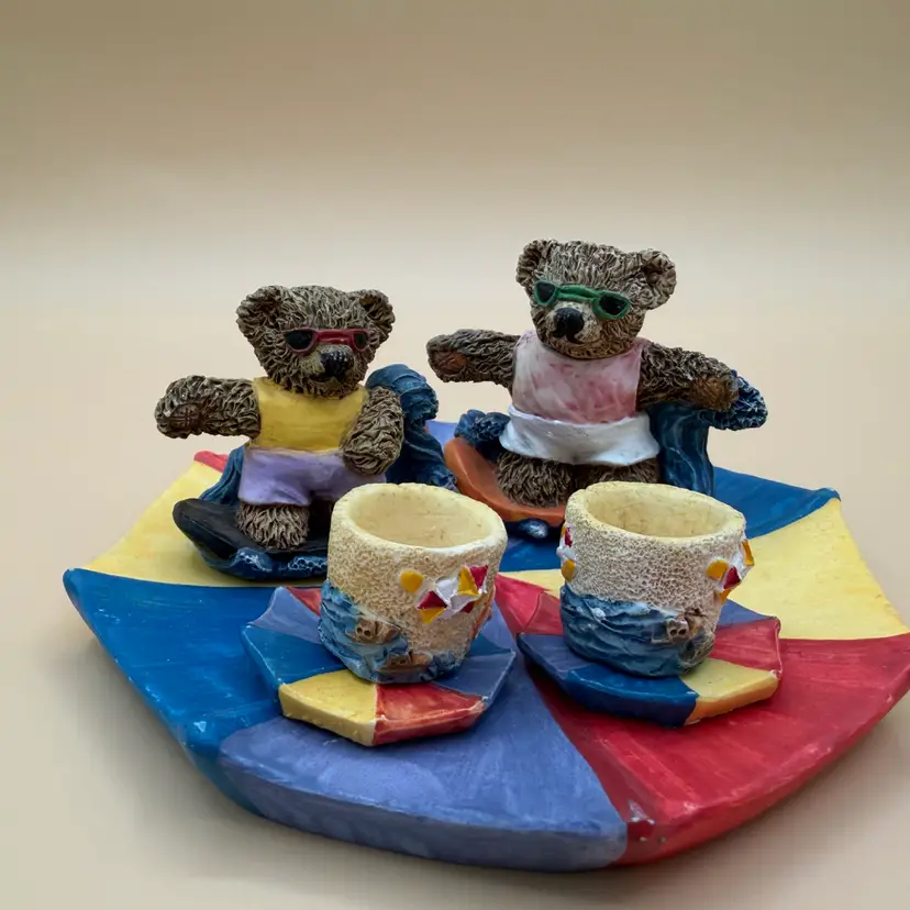 1995 Young’s Inc Honey Bear Resin Mini Tea Set