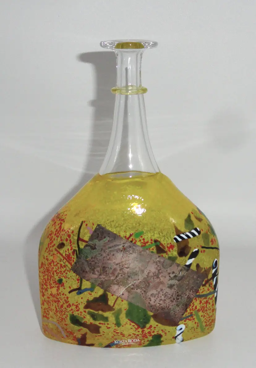 Kosta Boda Satellite Tube Neck Bottle ~ Signed Bertil Vallien ~ Sweden