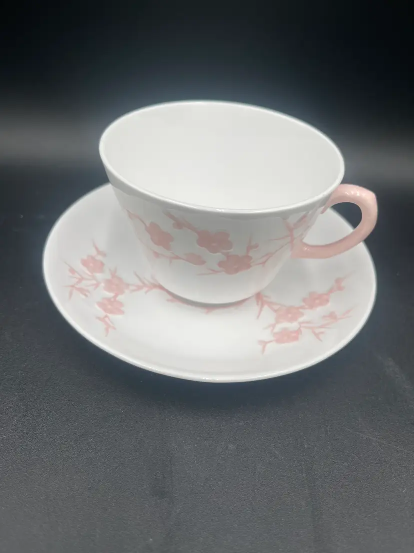 Spode Light Pink Geisha, Demitasse Cup and Saucer