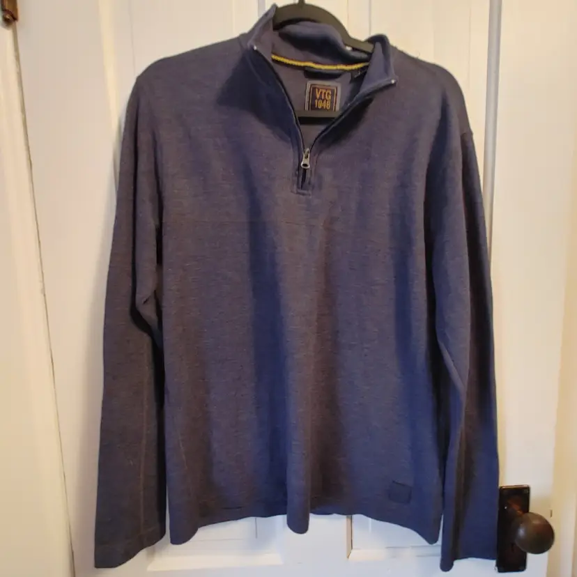 Men's Top- Brand: VTG 1946. Size Large. Blue navy v-neck shirt. 60% cotton, 40% polyester. No callouts.