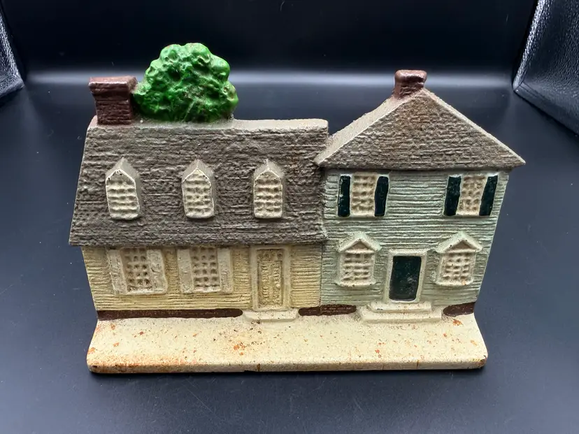 Vintage John Wright Cast Iron Door Stop Colonial Williamsburg Painted Houses '96
