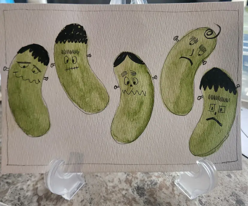 "The Franken-Pickles" 5x7 Watercolor