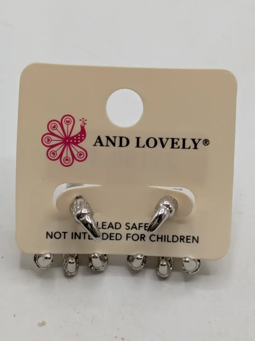 And Lovely Silver Tone Halloween Monster Claw Earrings Spooky Jewelry NWT