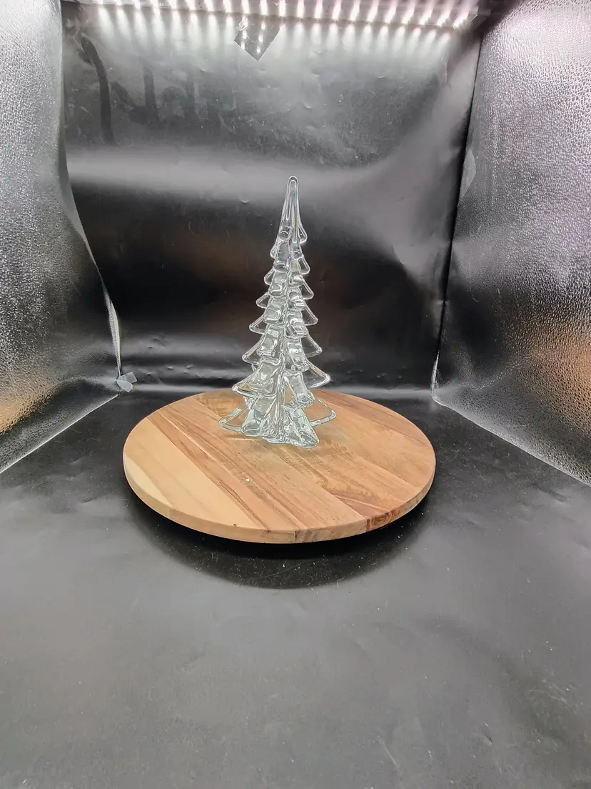 Vintage Enesco Clear Pressed Crystal Glass Christmas Tree 12"