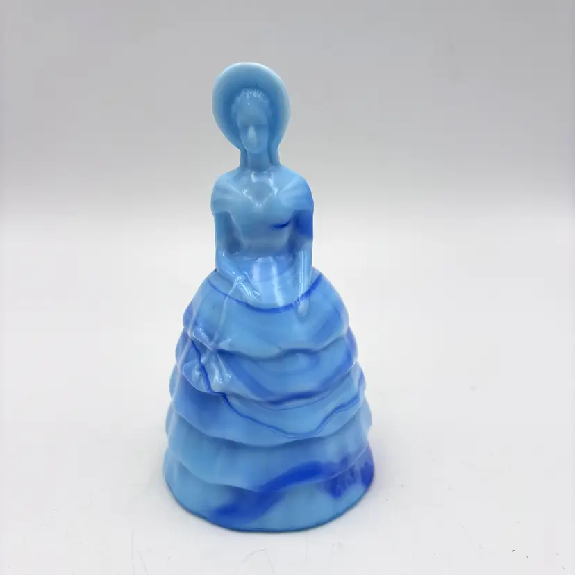 Vintage Summit Art Glass Melanie Southern Belle Lady Blue Slag Glass Pressed Glass Figurine