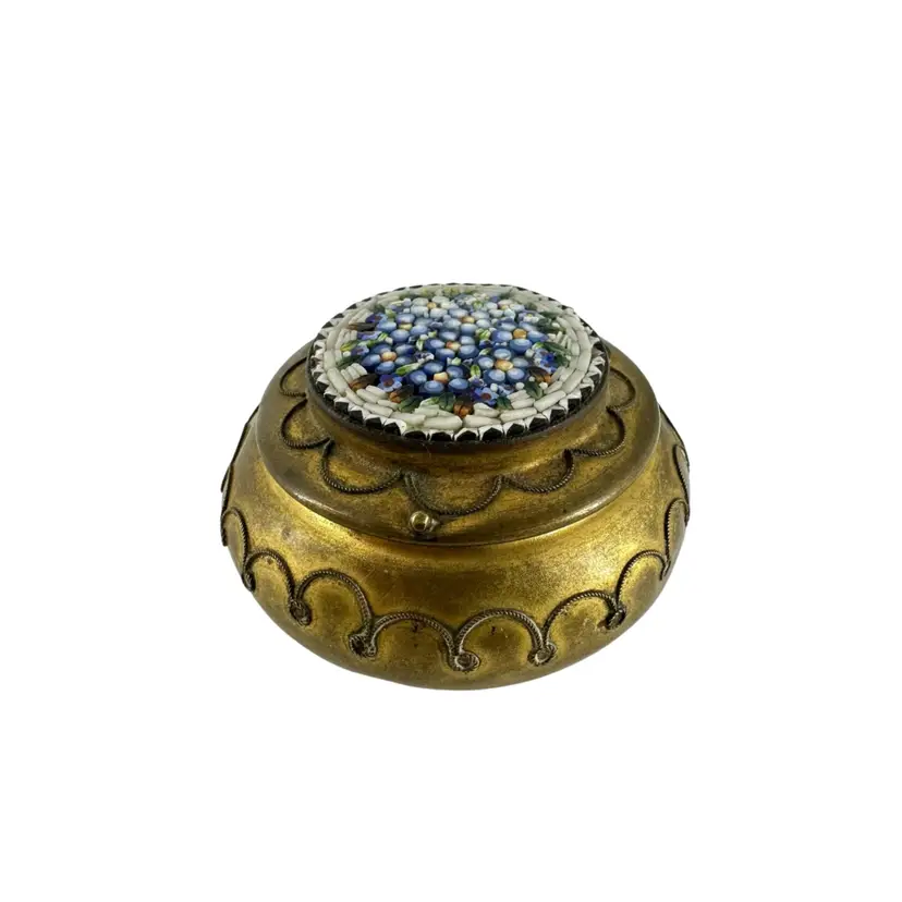 Micro Mosaic Floral Hinged Trinket Pill Box