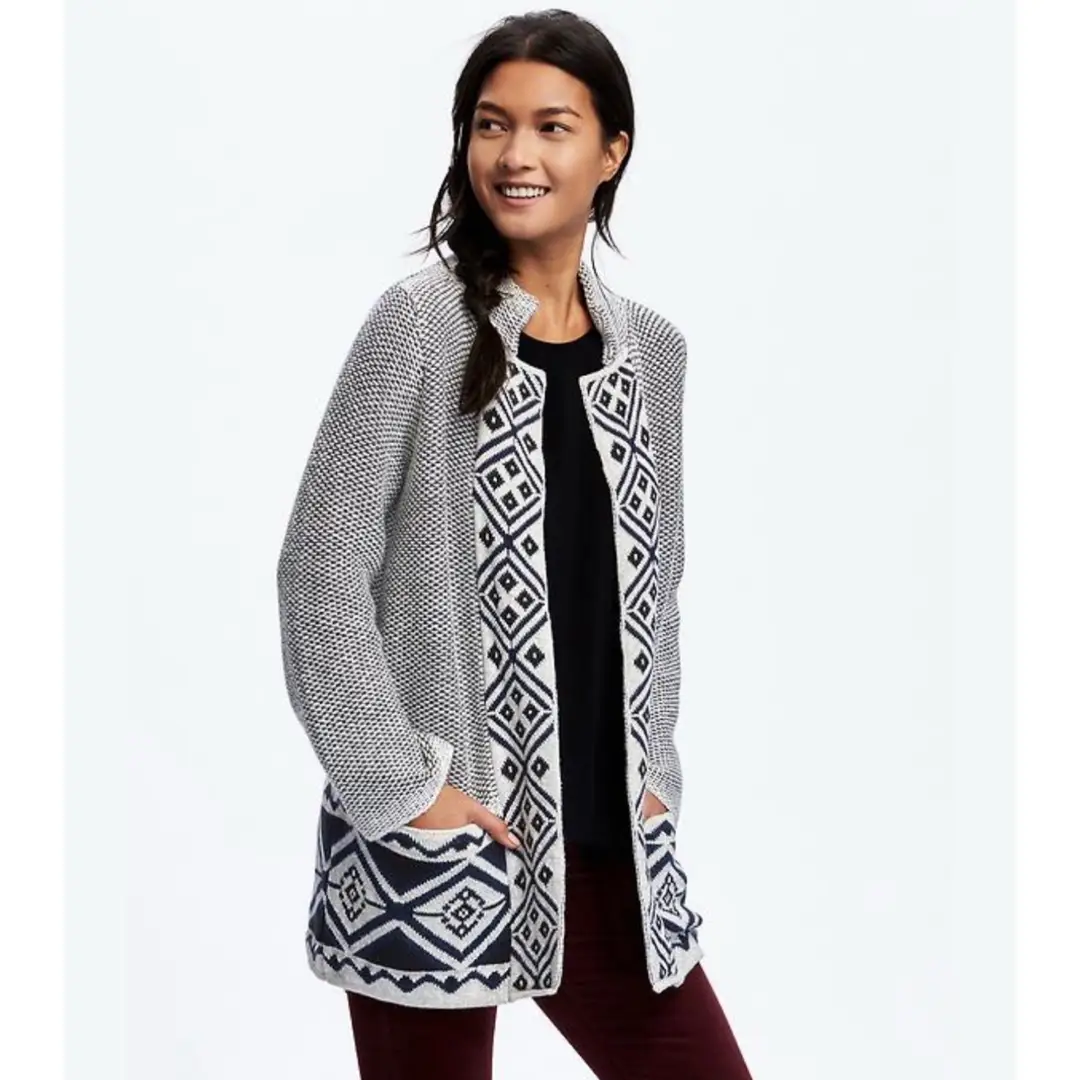 Jacquard Open-Front Cardi-Coat for Women