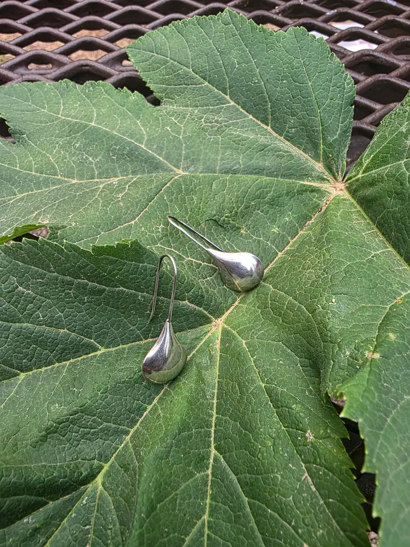 925 Sterling Hollow Teardrop Earrings