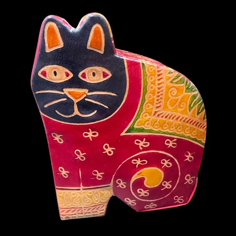 Leather Cat Coin Bank Multicolor Green Tan And Red Green Tan And Red