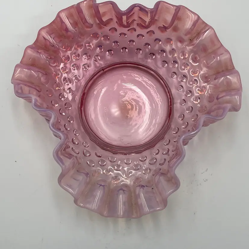 Fenton Cranberry Opalescent Hobnail Bonbon Dish