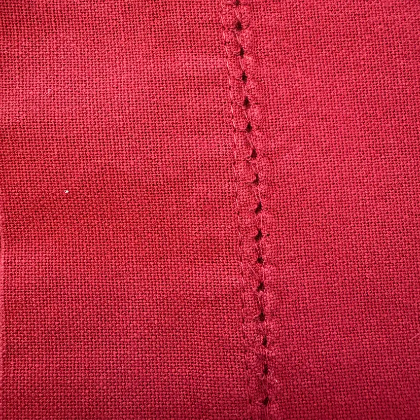 Solid Red Tablecloth 57x92 Heavy Cotton Linen Blend Hemstitch - Christmas Valentine Patriotic