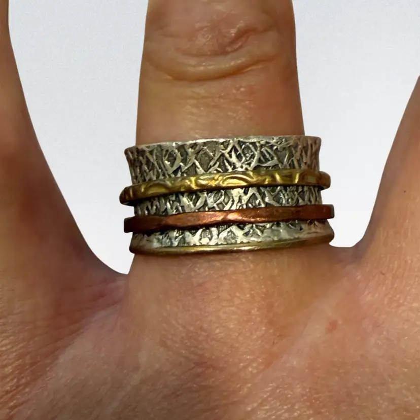 Designer DbM Kensington Sterling Silver Spinner Band Ring Size 9