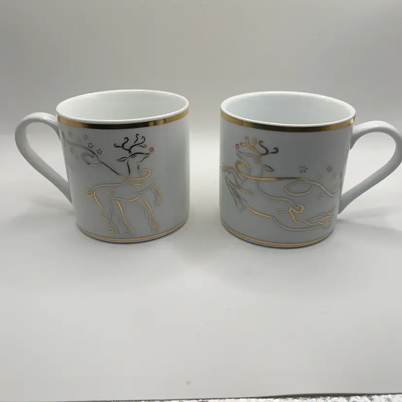 Set Of 2 Rudolph Co. L.P. Reindeer Holiday Mugs