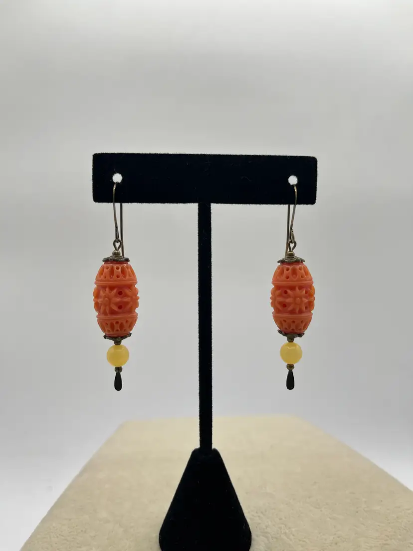 #156 "Carved" Series - Handmade by Me -- Upcycled Vintage Earrings