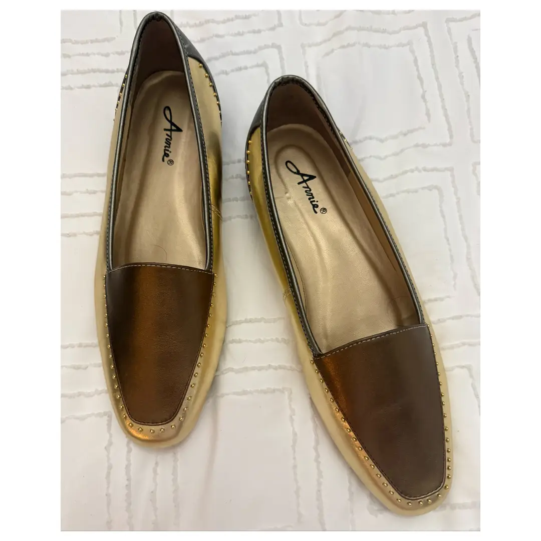 Annie Brown & gold Loafers