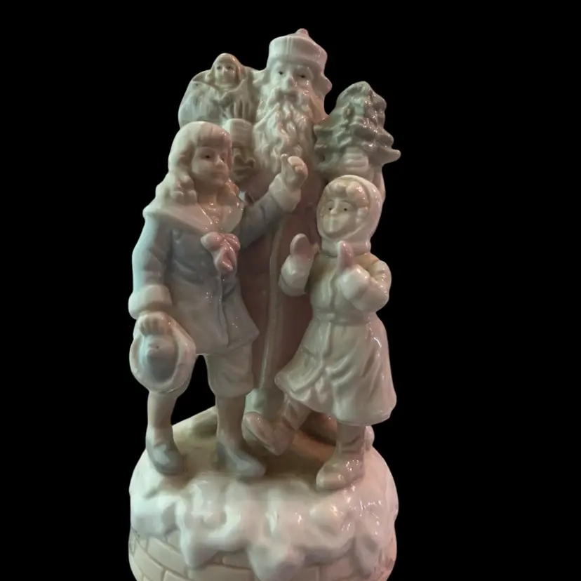 Porcelain Santa with Children Christmas Music Box – Plays “Santa Claus Is Coming to Town” Approximately 8 1/2” H x 4” W x 4.5” D