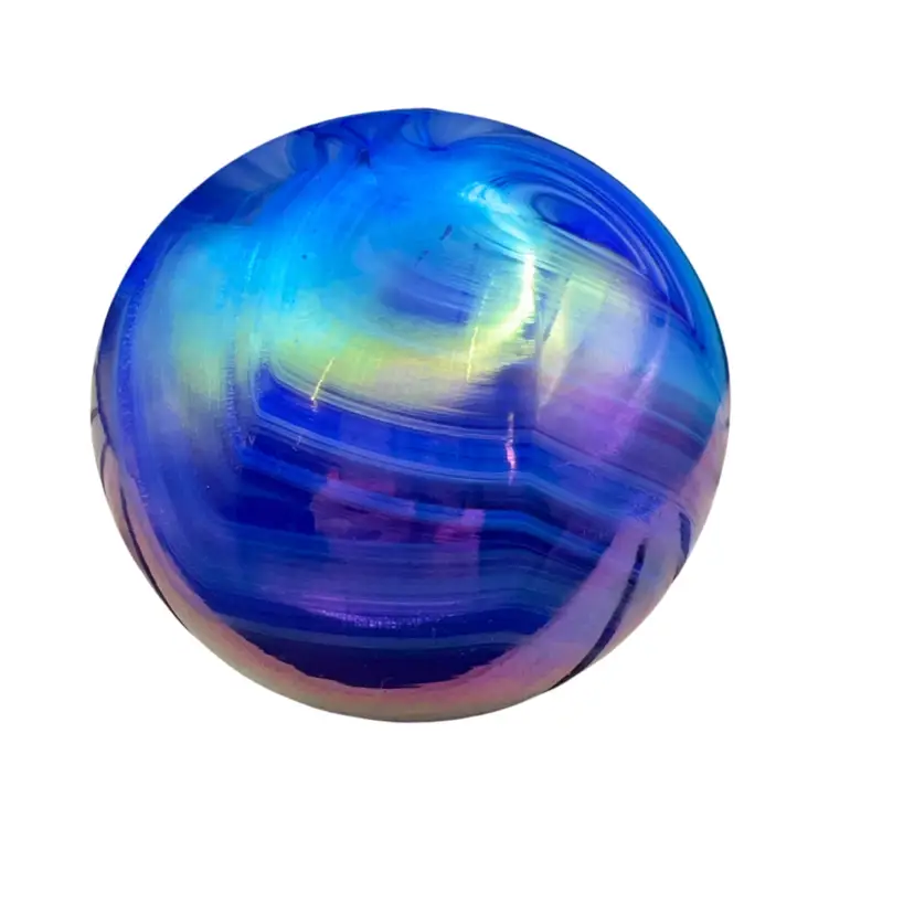 iridescent pulled feather Hand Blown glass paperweight opal No Stamp