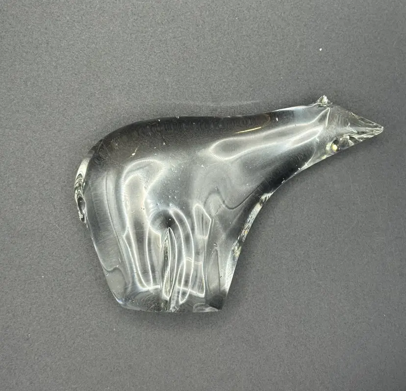Glass Polar Bear Paper Weight - As Is 3.5” X 3”