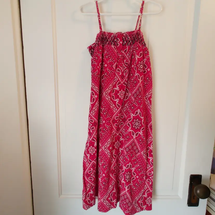 Kids- Brand: Place. Size 10/12. Red dress. Material- 60% cotton, 40% polyester. No callouts.