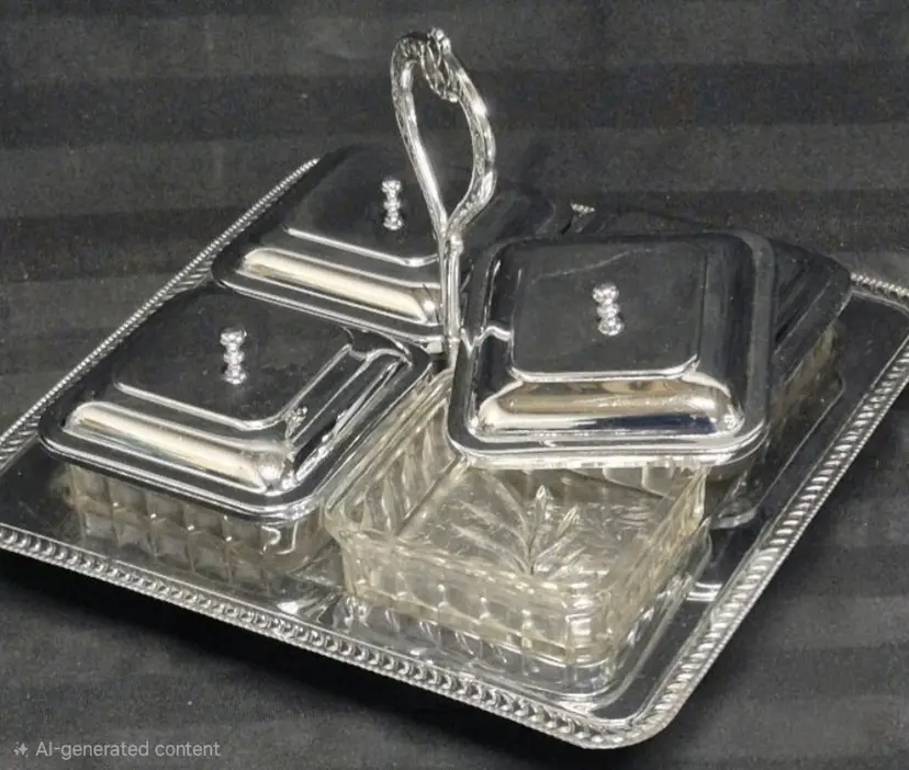 Vintage MCM Silver-plated Condiment or Relish Tray