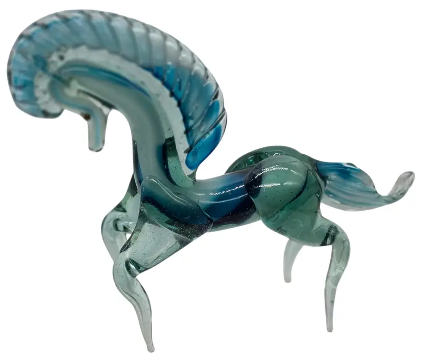 MURANO ITALY HAND BLOWN BLUE GLASS HORSE
