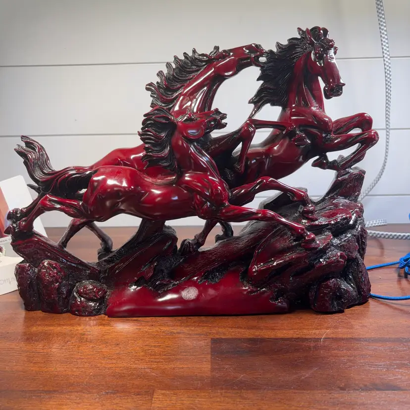 Chinese Red Resin Wild Horse Statue