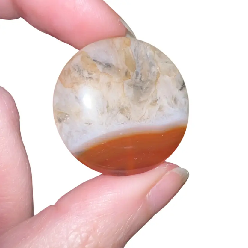 Pre Drilled Carnelian Agate Round Flat Bead 1.25”