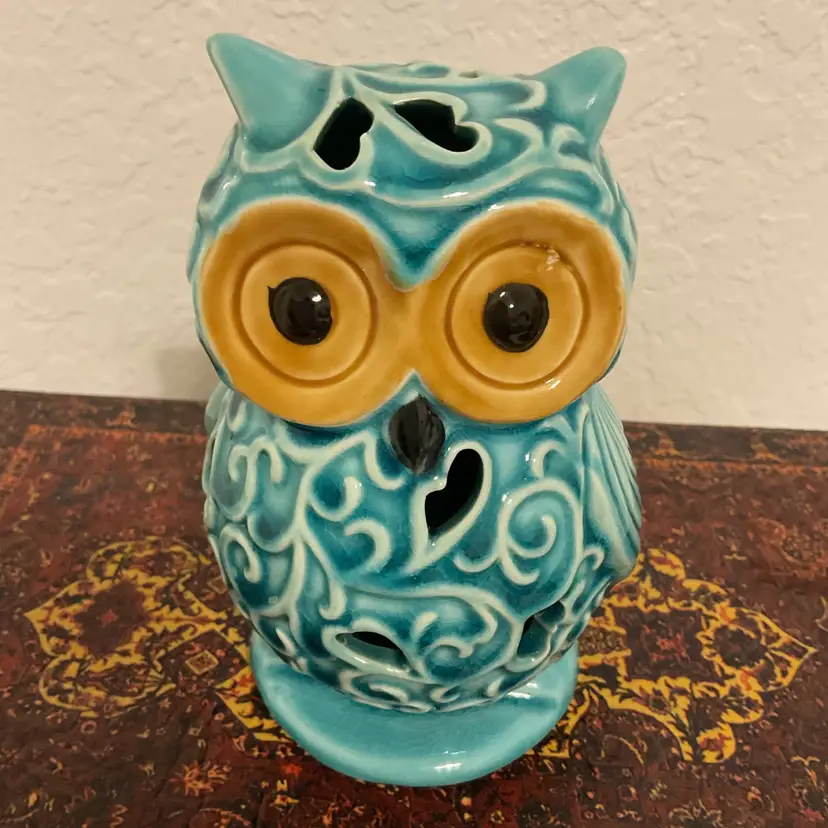 🚶🏻‍♀️🪾Ceramic Turquoise Owl For Fragrance Sachet