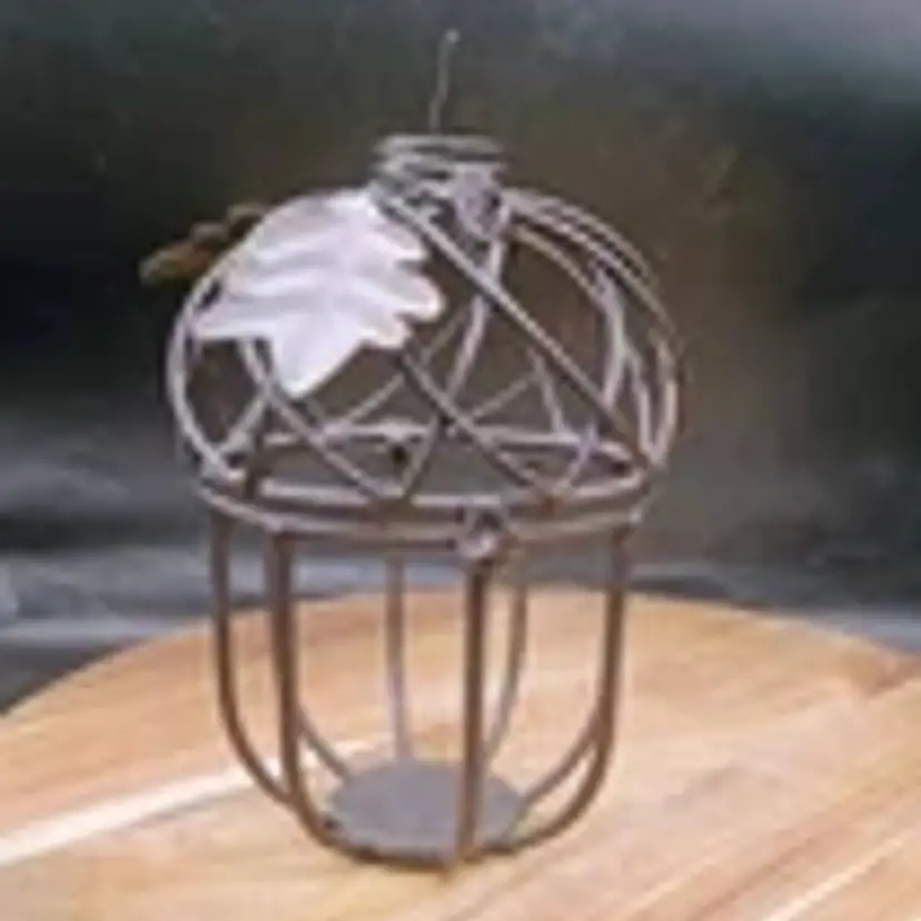 Thick Bronze Color Wire Cage Acorn Candle Votive Holder Harvest Fall Decor.