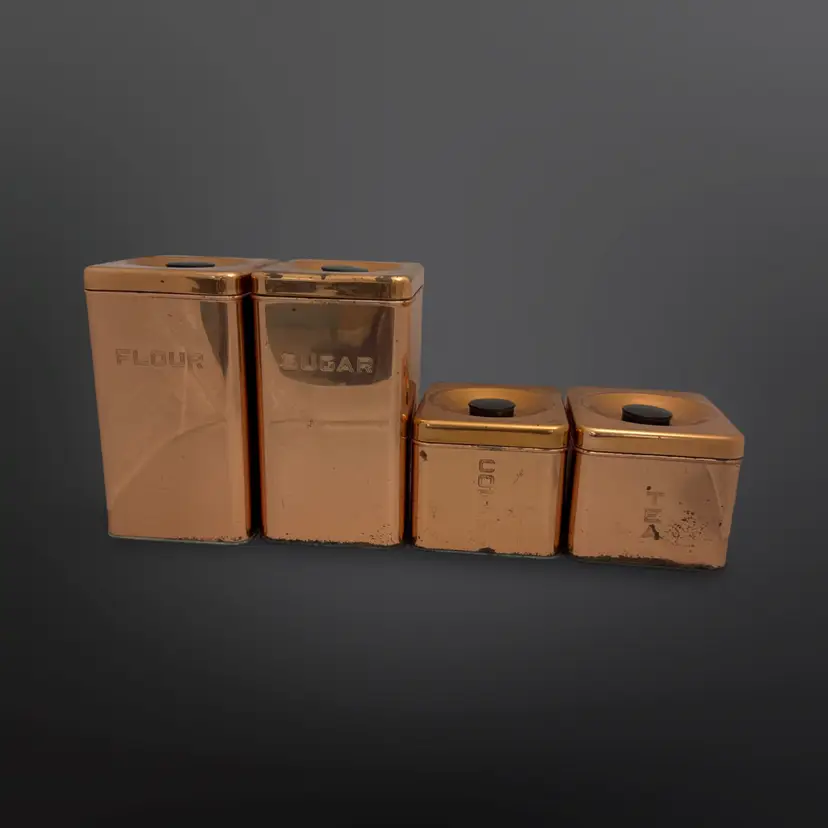 Vintage 1950s Mid-Century Modern (MCM) Lincoln Beautyware Copper Canister Set