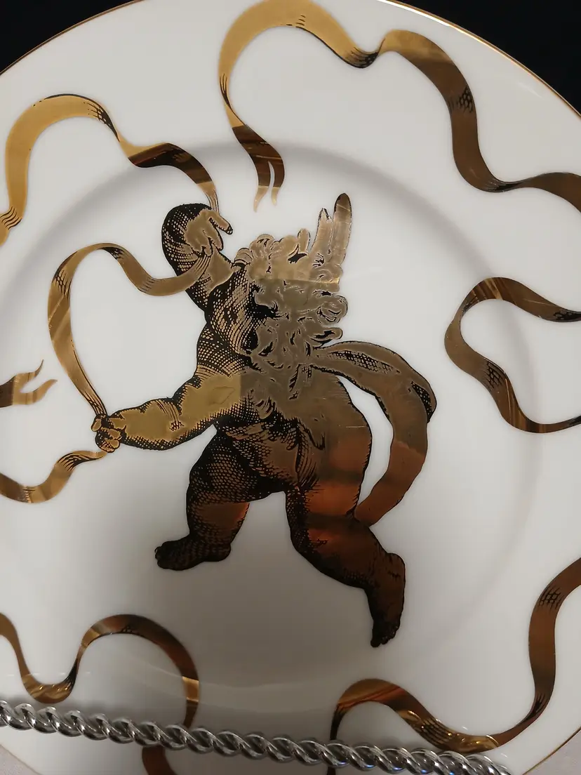 #01 Neiman Marcus Cherub Plate with Gold Accents