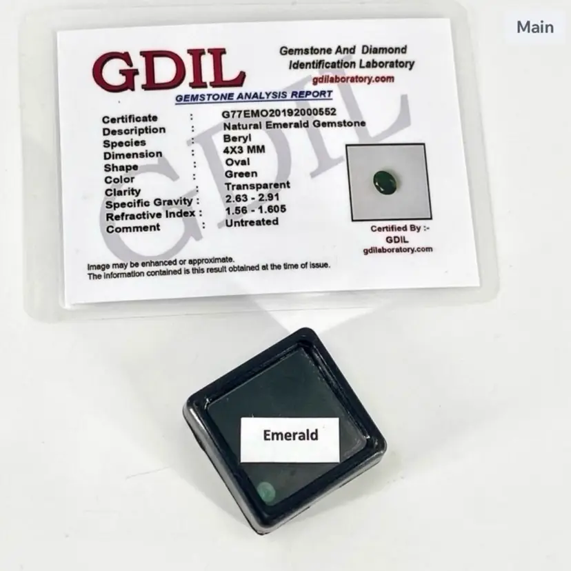 Certified Natural Emerald Oval Gem w/ Authentication Card