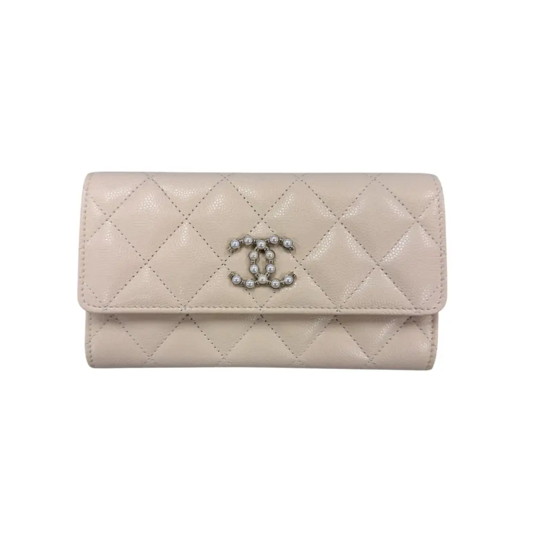 Chanel Caviar Pearl Quilted Coco Candy Wallet