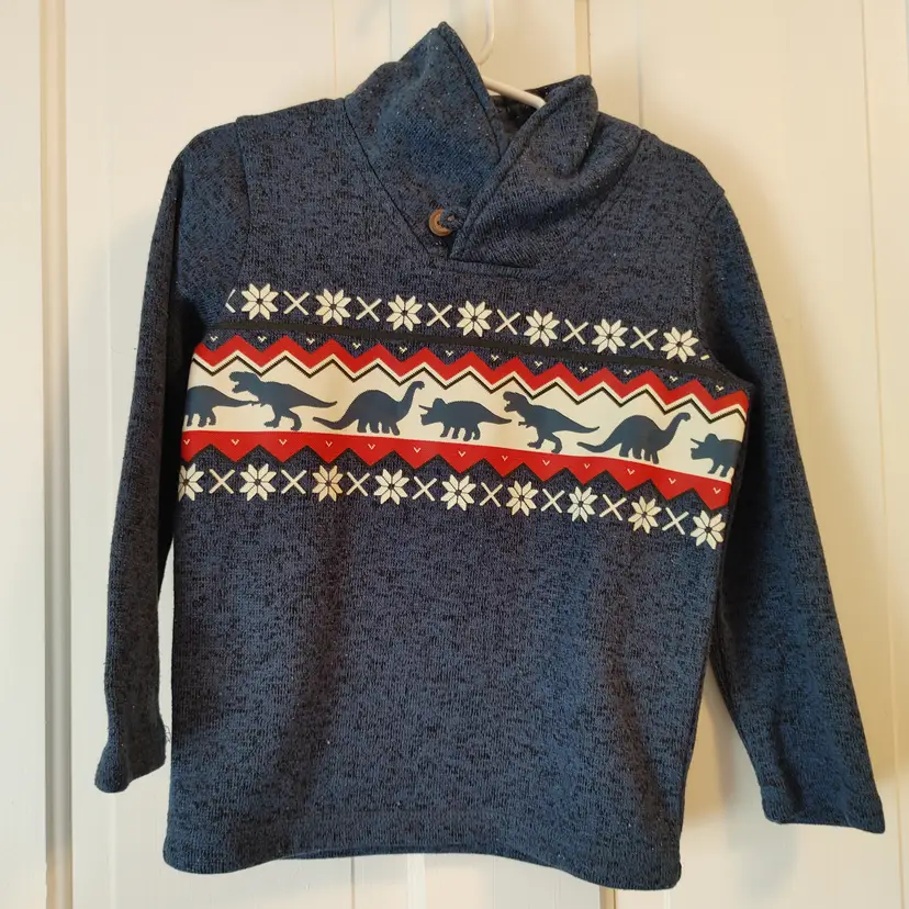Kids- Brand: Jumping Bean. Size 4T. Sweater with dinosaurs. Material: 100% polyester. No callouts.