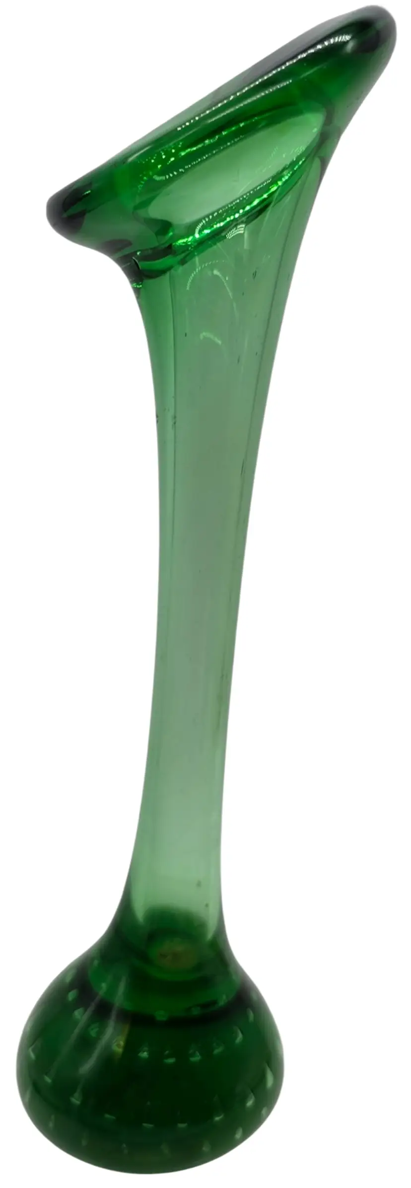 Vintage GREEN Aseda Glasbruk Swedish Art Glass Bud Vase Paperweight JIP