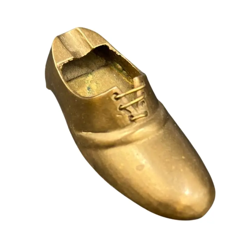 Vintage brass shoe ashtray shoe figurine, paper weight