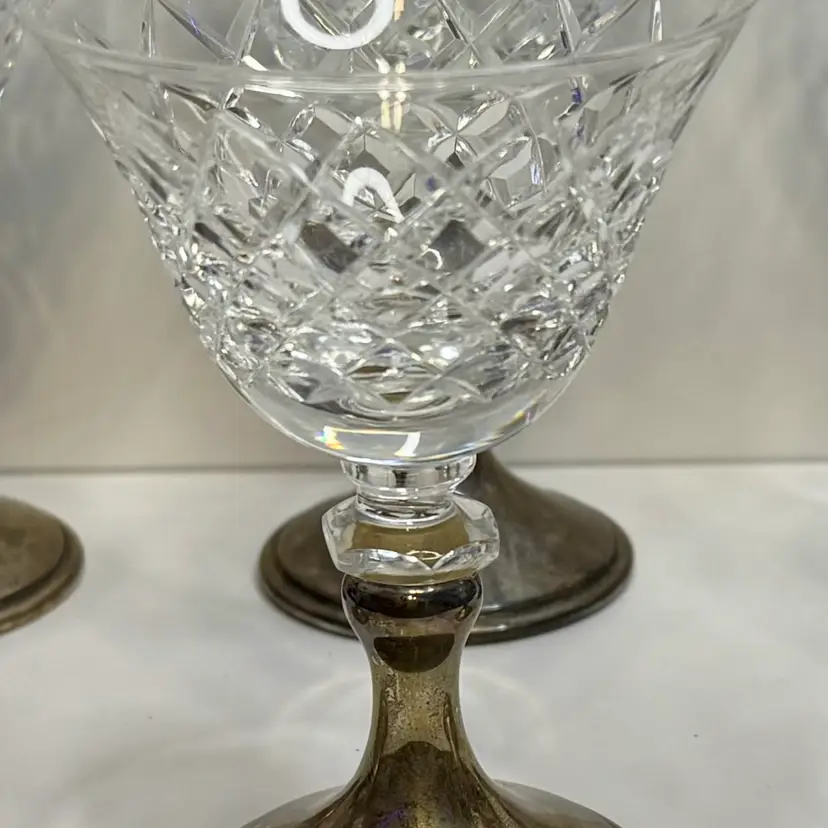 54. Antique Hawkes Sterling Silver & Cut Crystal Tazza / Champagne Coupe