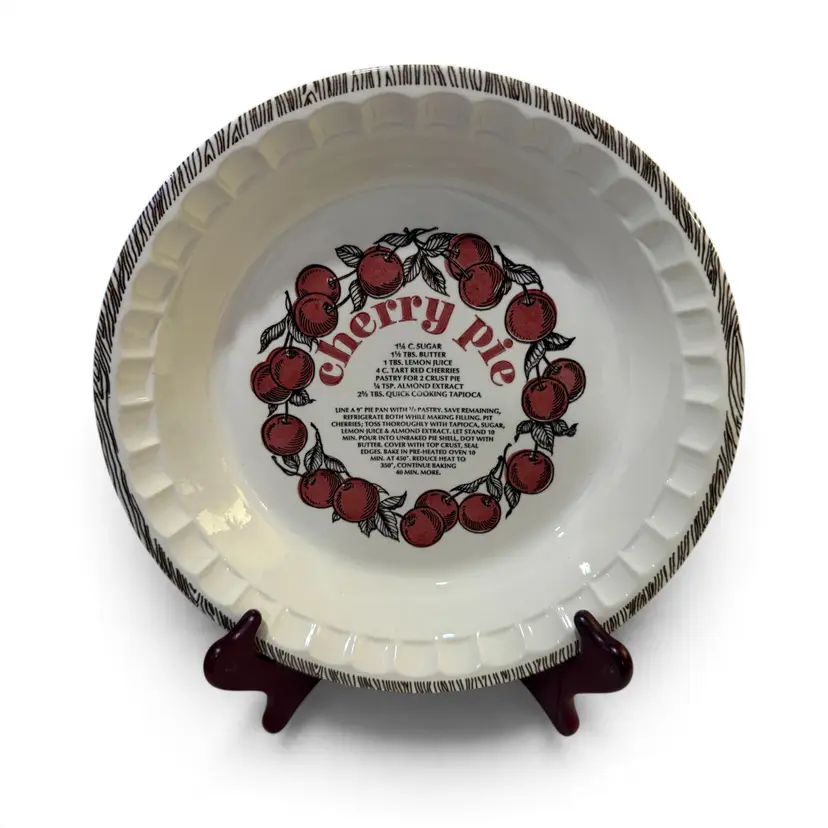 Country Harvest 1983 Vintage Cherry Pie Recipe Plate Made in USA