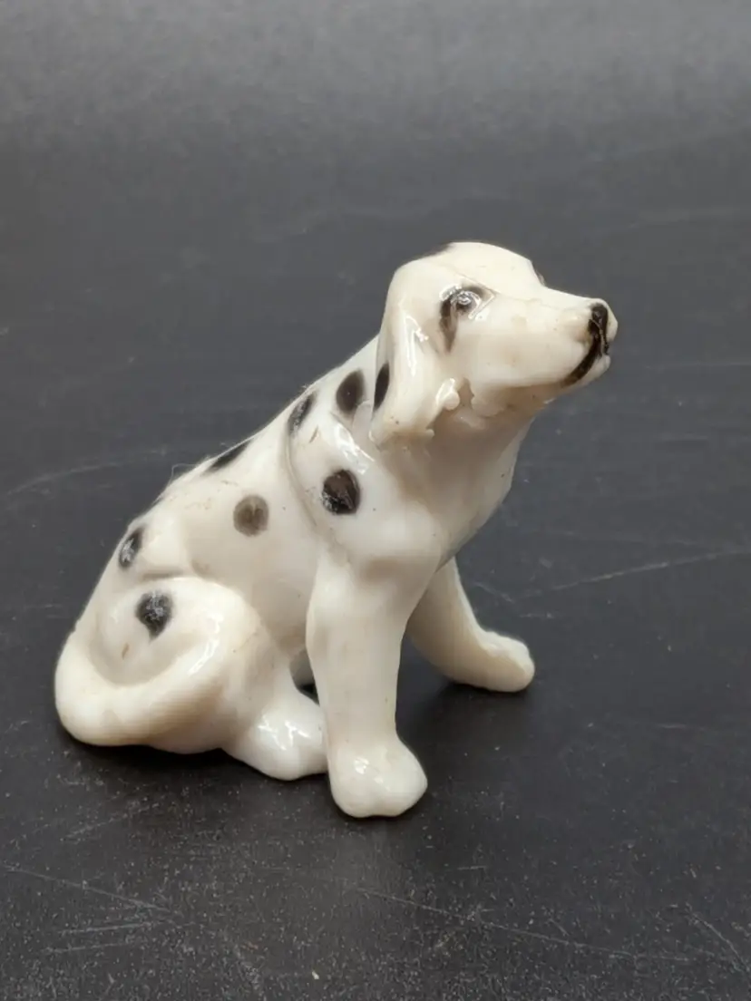 Vintage Small Mini Miniature Plastic Dalmation Dog Puppy Black White