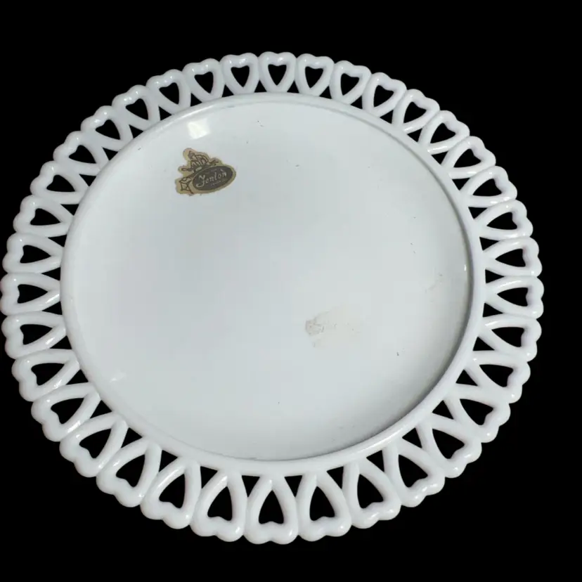 7” Fenton Milk Glass Plate With Heart Edge