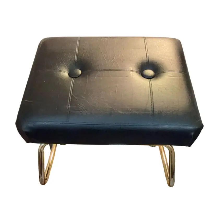 Vintage MCM Leg Lounger Ottoman By Pearl Wick NOS Black Adjustable Foot Stool