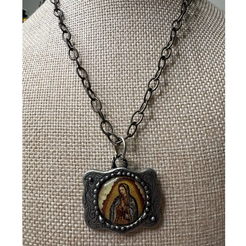Redhouse Ranch (RHR) Vintage-Style Our Lady of Guadalupe Pendant Necklace – Western Boho