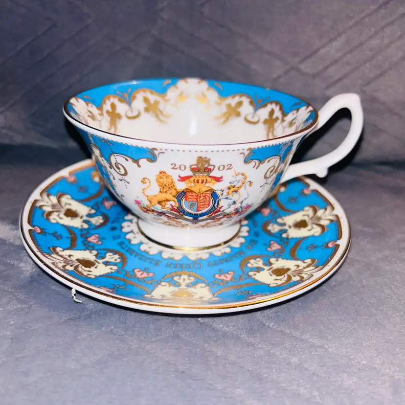 RARE Queen Elizabeth II "The Queen's Golden Jubilee" Tea Cup & Saucer 1952-2002