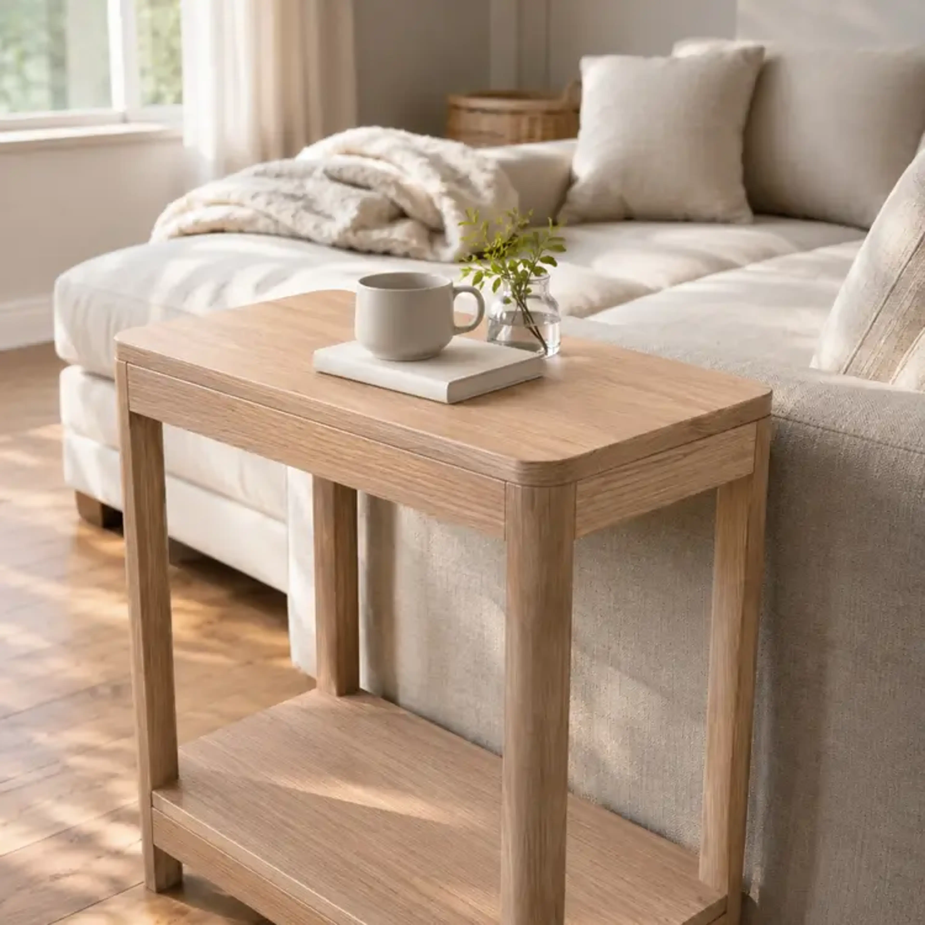 Solid White Oak Modern Side Table