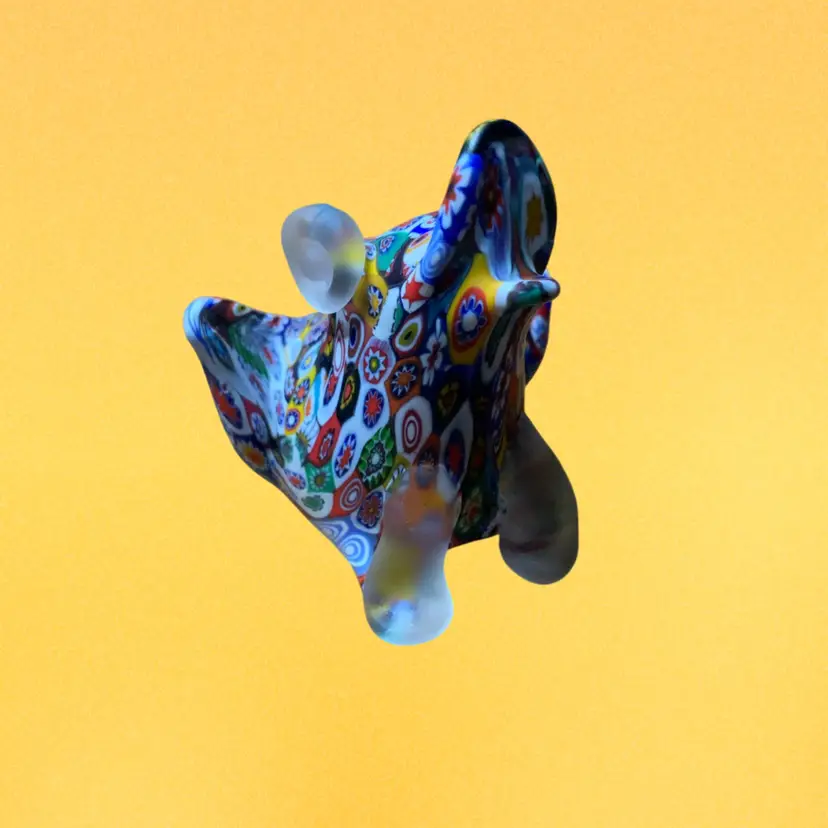 10. Vintage Millefiori Murano Art Glass Frog - Frosted Glass Snout Ears Tail - Italy