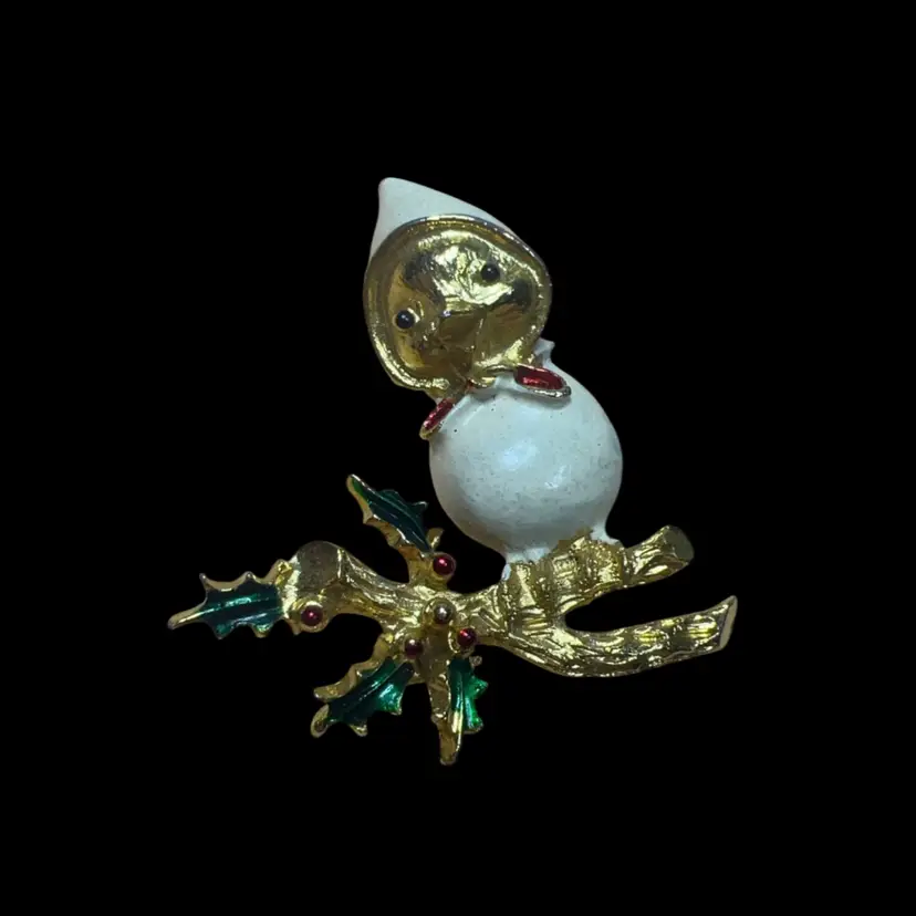 Vintage Christmas Bird On A Branch Brooch 2”
