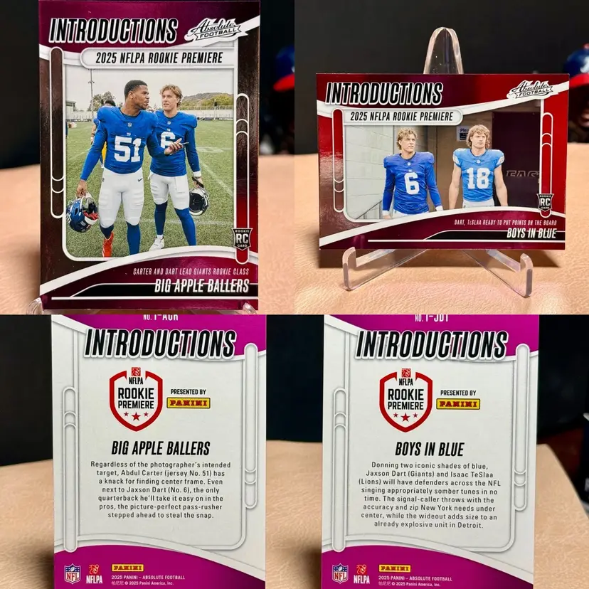 Jaxon Dart 2025 NFLPA Rookie Premiere Introductions Cards - Big Apple Ballers & Boys in Blue