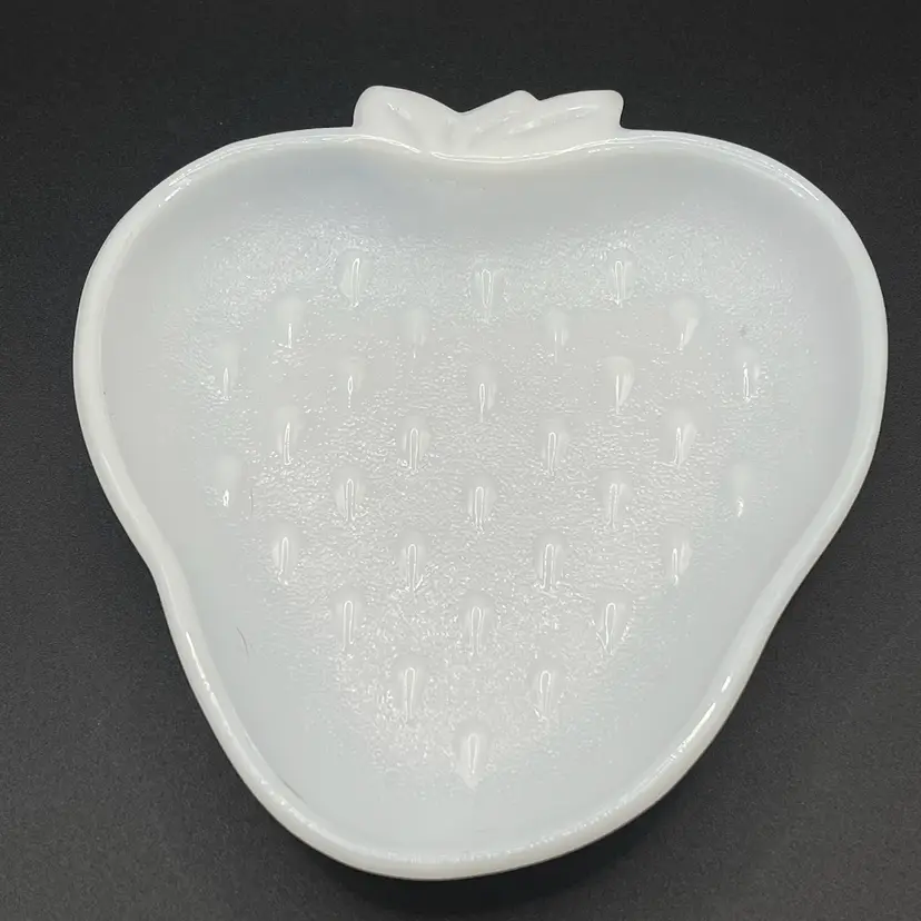 Vintage Hazel Atlas Milk Glass Strawberry Trinket Dish